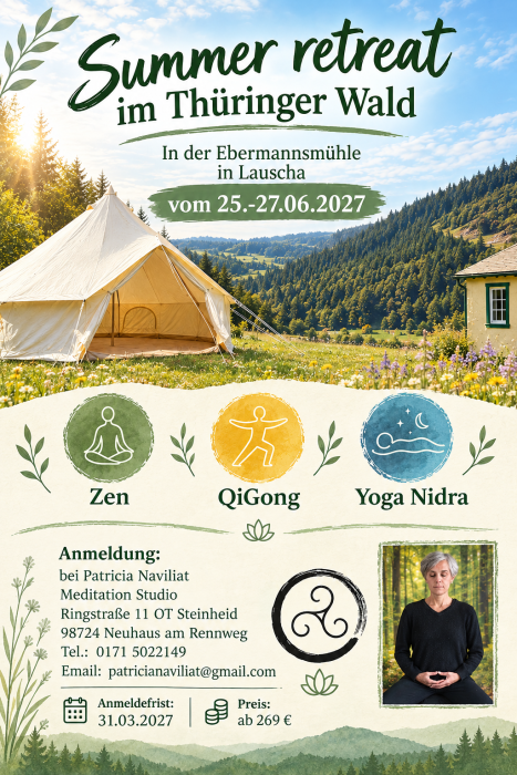 Flyer: Summer Retreat im Thüringer Wald vom 25. bis 27.06.2027